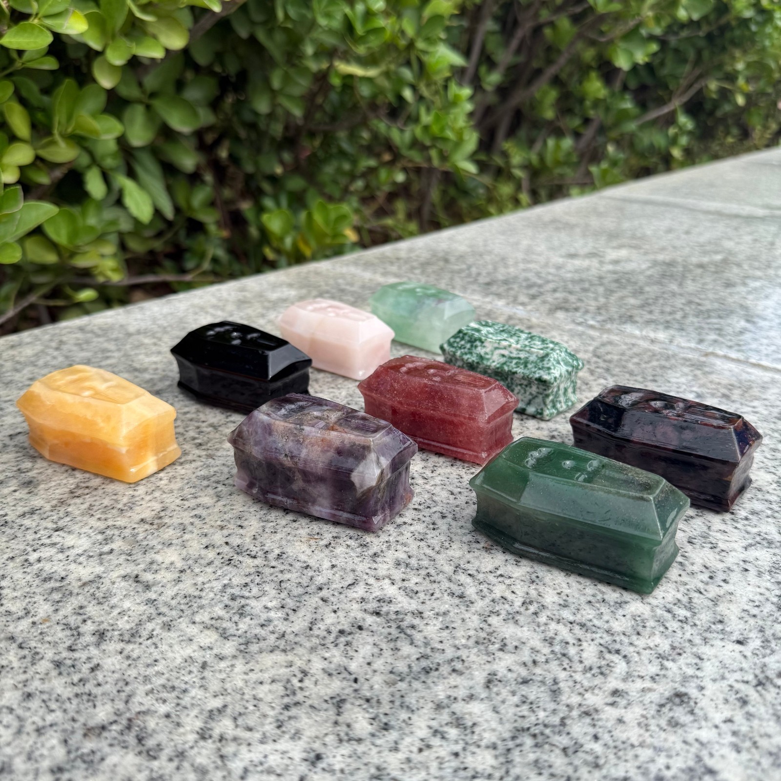 2.7″Natural Mixing Cross Coffin Carved Reiki Crystal Decor heal random 5pc