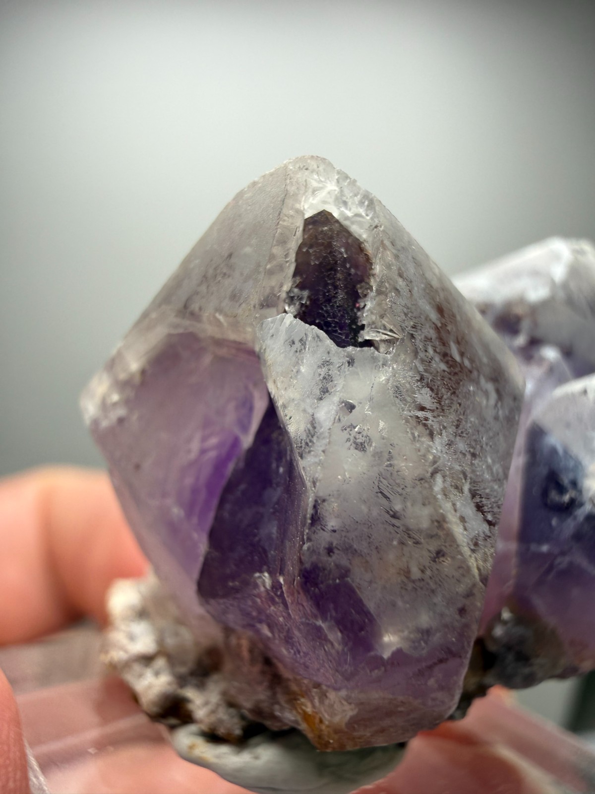 Amethyst Cluster with snowy white Quartz tips! Orange River, South Africa- NICE!