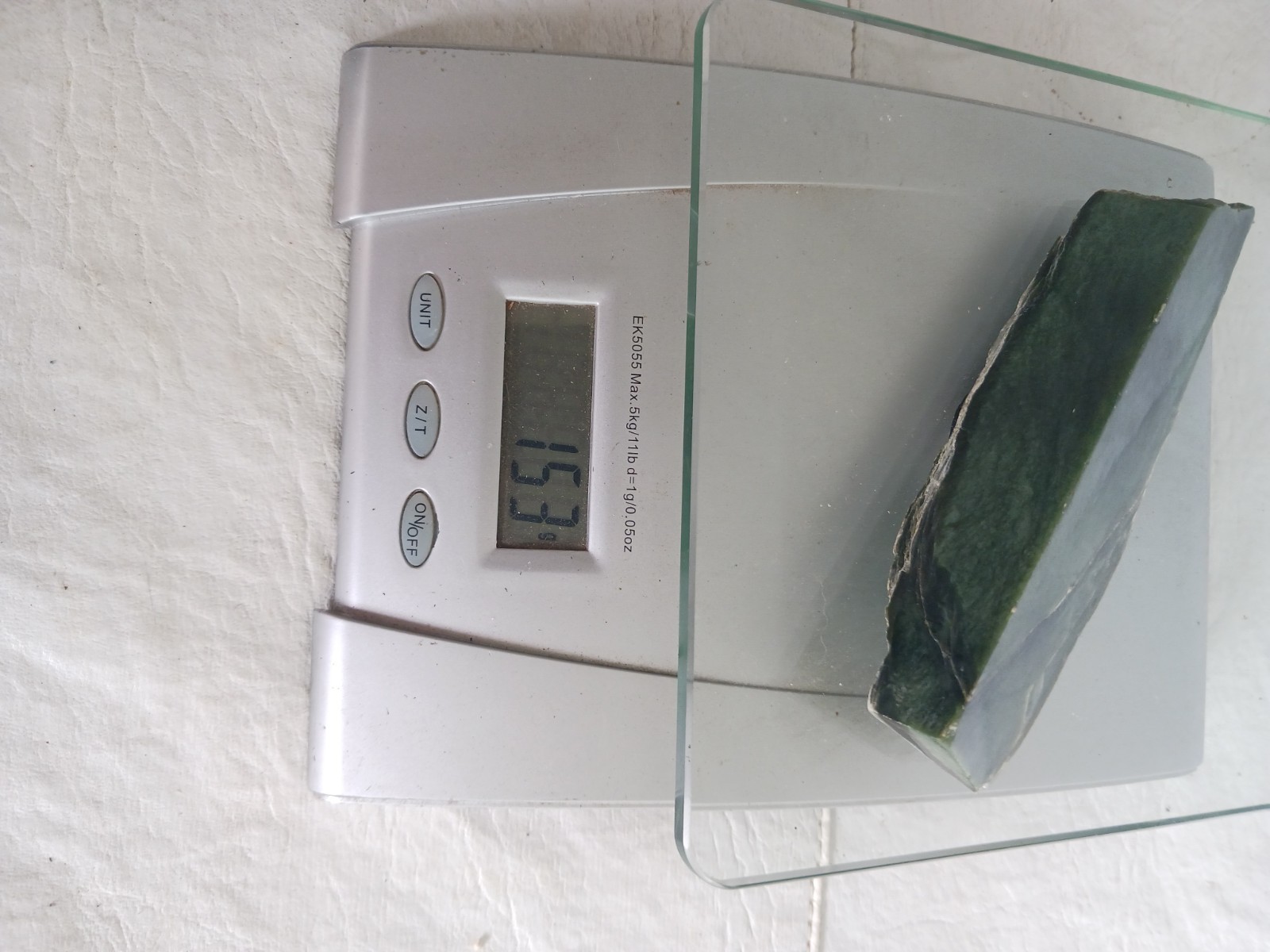 polished Green Nephrite Jade Stone Slab Wedge Shape #153g 5.25″ X 1.75″ X 1″