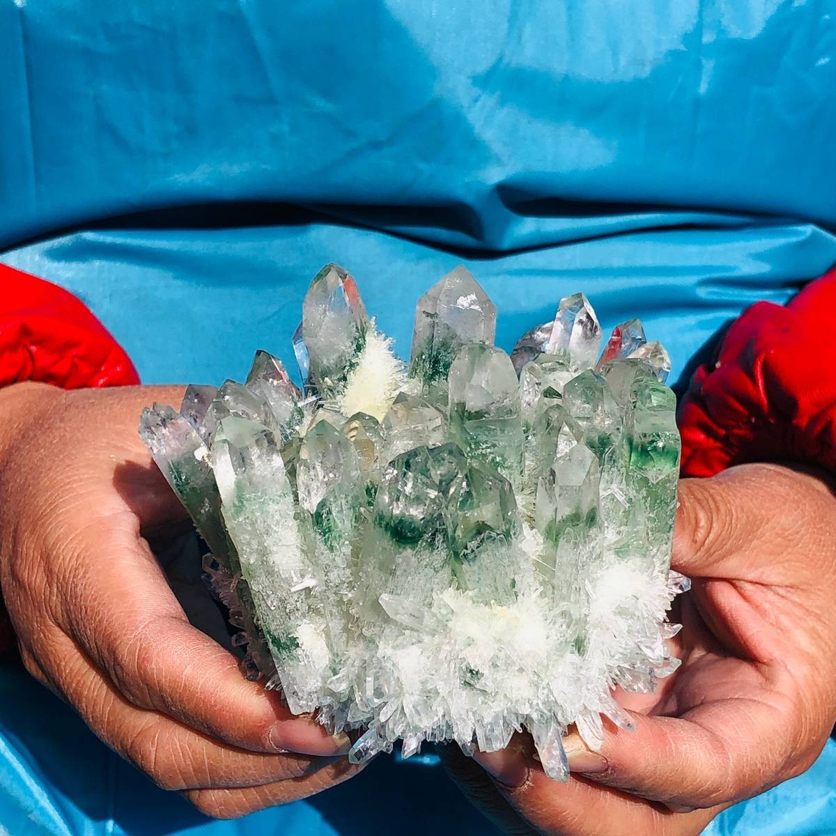 2 piece Lab-Grown Green Crystal Clusters Healing Energy Home Decor 2.61LB