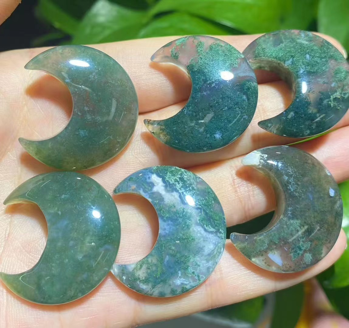 10PCS Natural Mixed material moon palm Reiki Crystal Quartz Healing Decorate