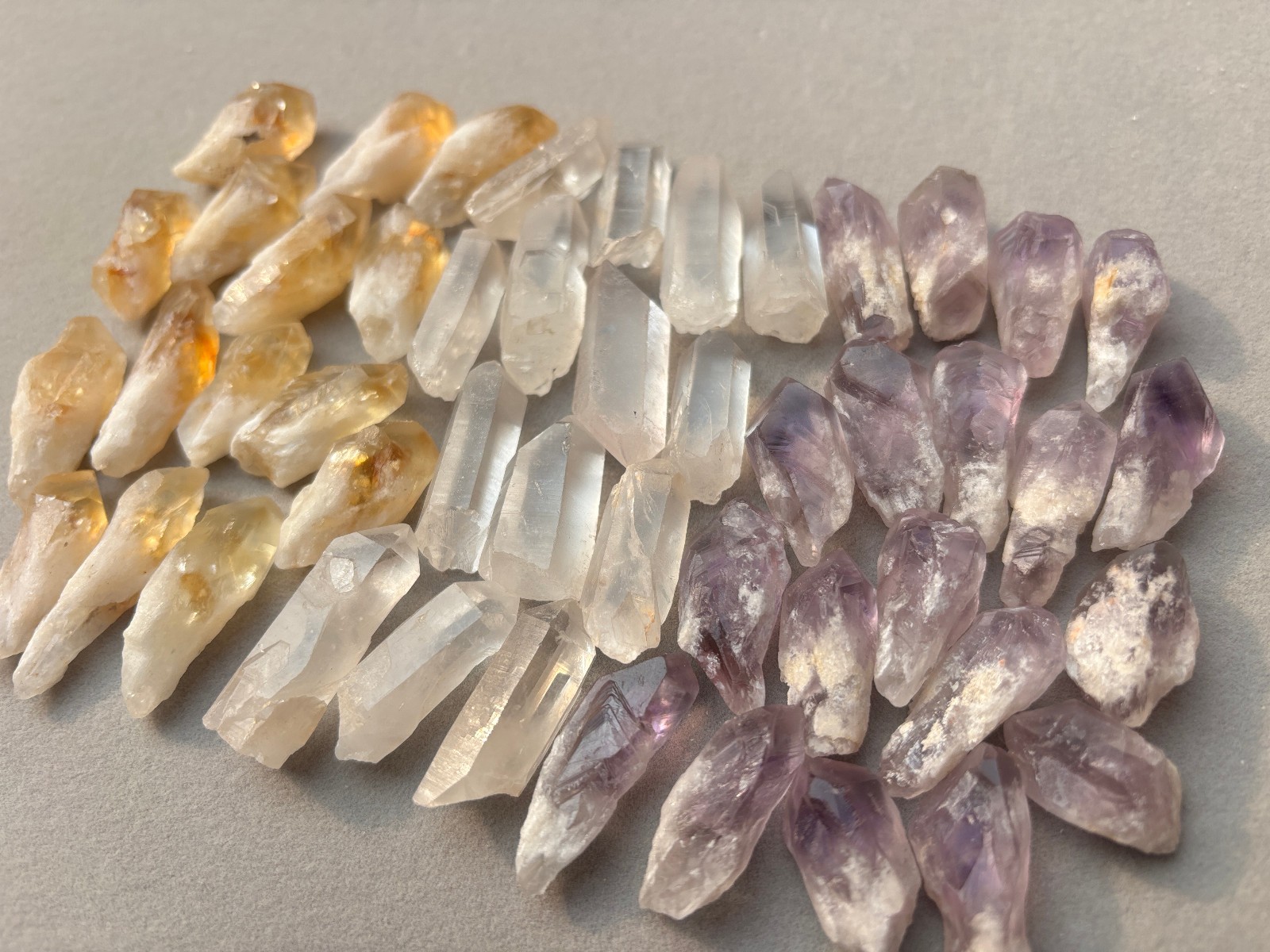 1/2 lb Mixed Lot Amethyst Citrine Clear Quartz Points Crystal Collection