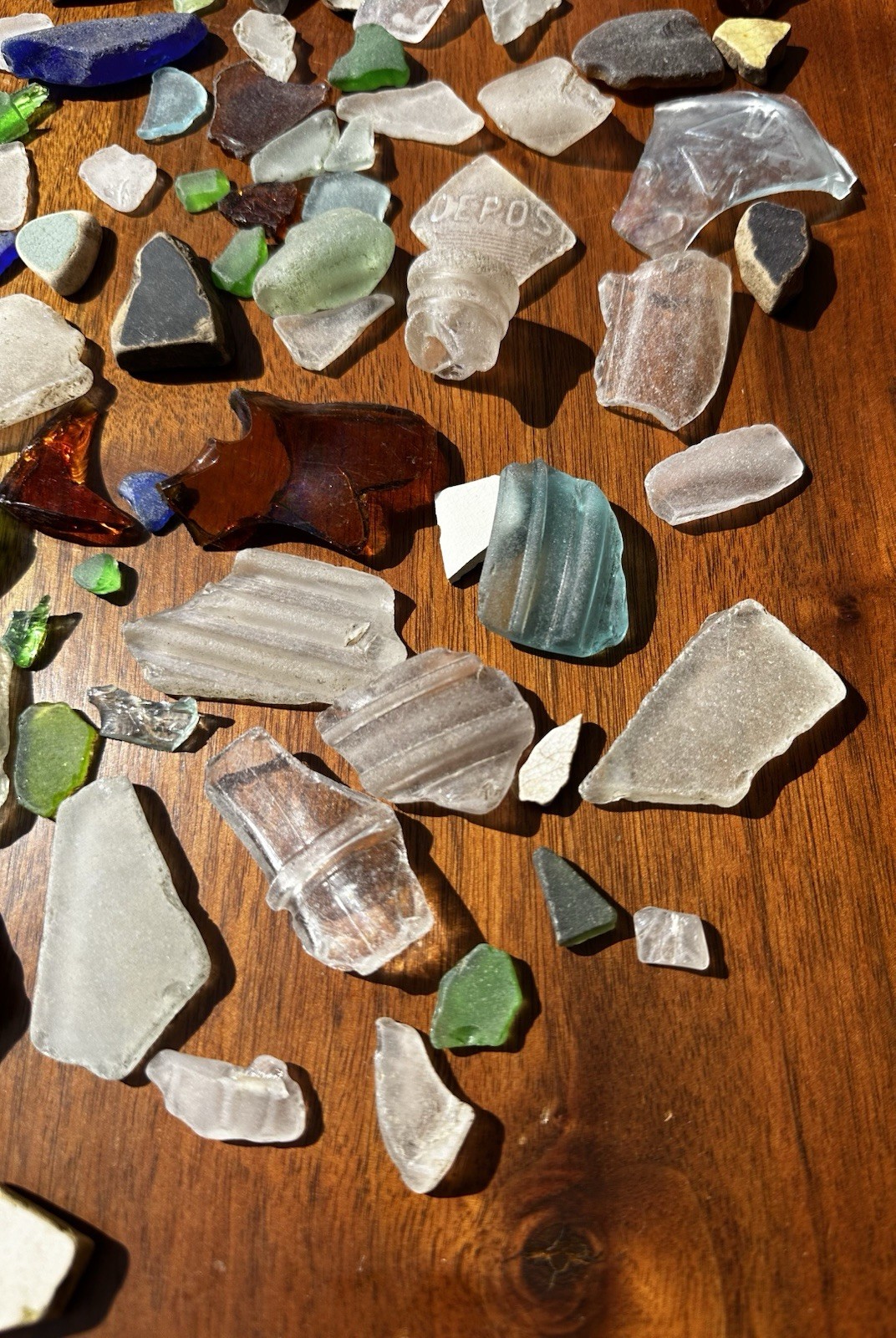 1 Plus Pounds of Natural Pa. River Glass- Green, Brown, Clear, White & Others