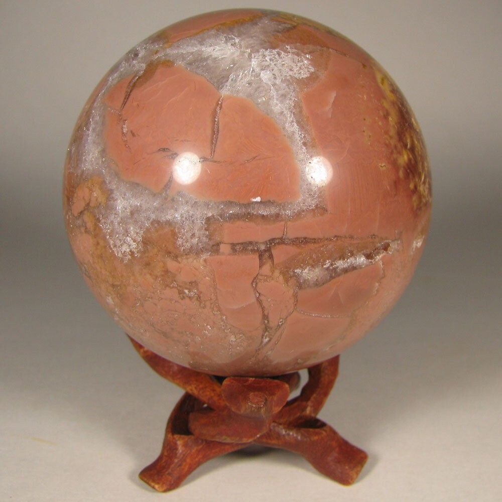 2.7″ PINK AGATE Polished Gemstone Sphere Ball w/ Stand – Brazil – 69mm