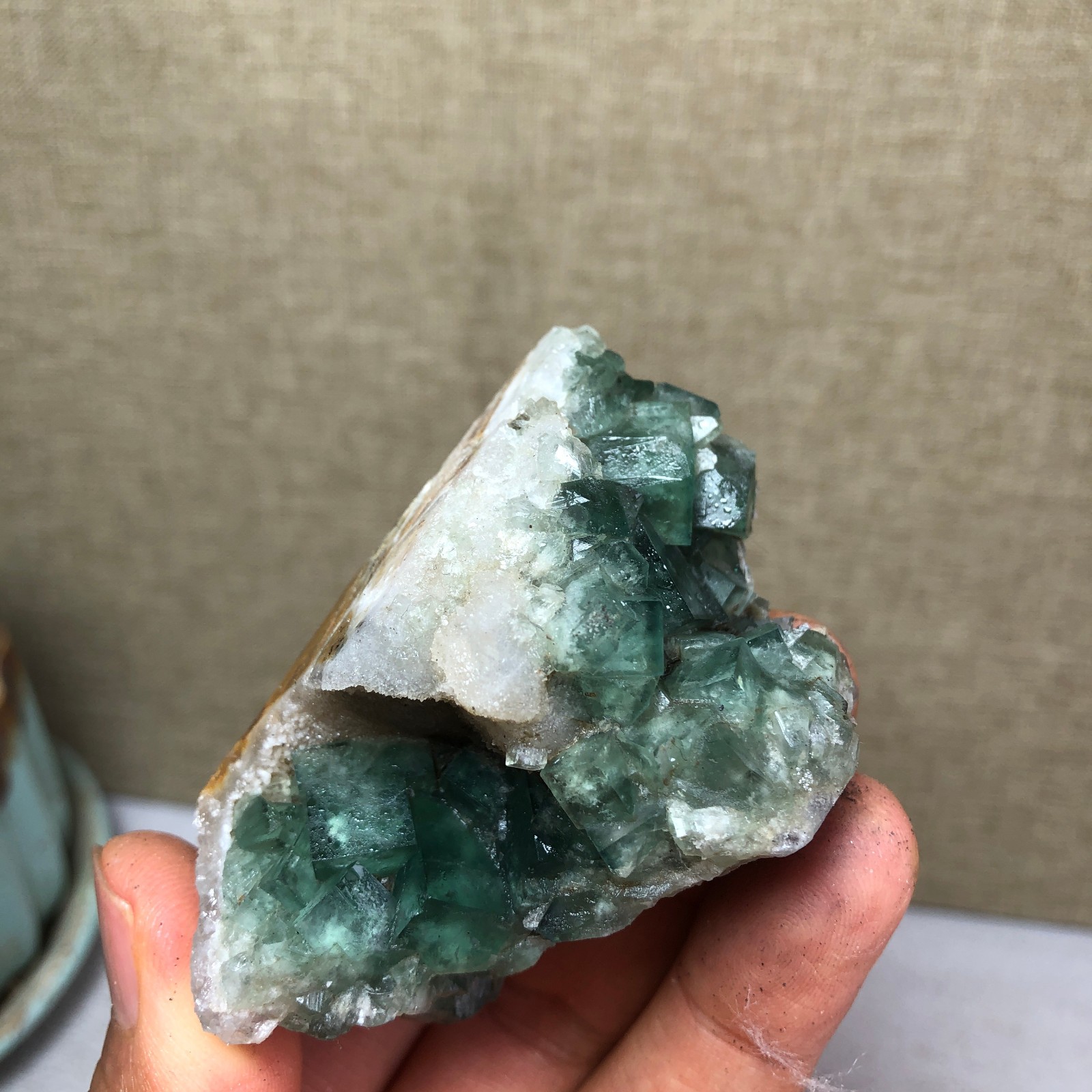 101g NATURAL Green Cubic FLUORITE Crystal Cluster Mineral Specimen A4737