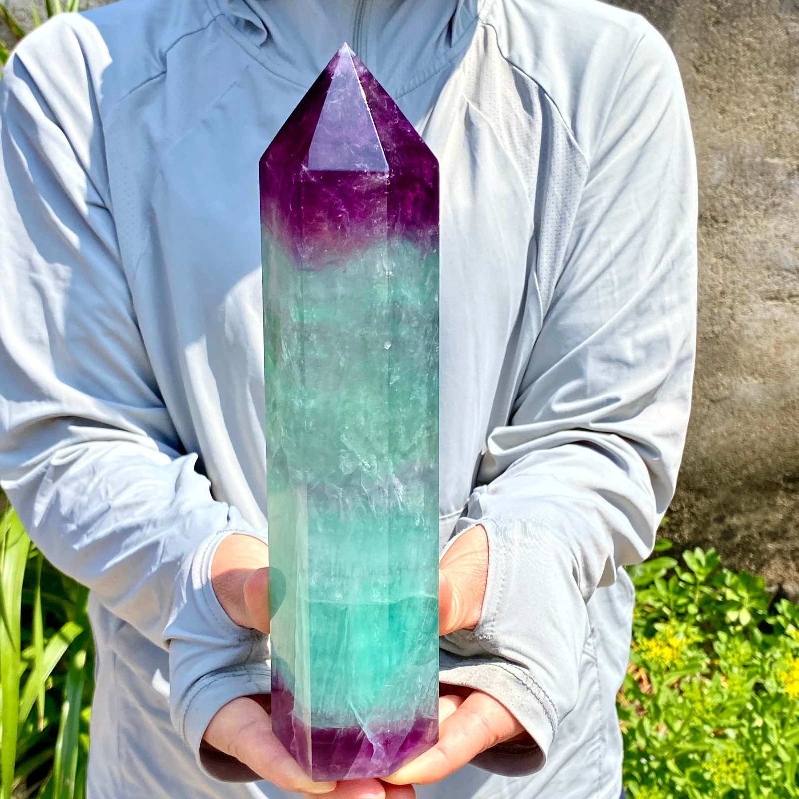 3.28LB Natural Fluorite Crystal Column Magic Wand Obelisk Point Earth Healing
