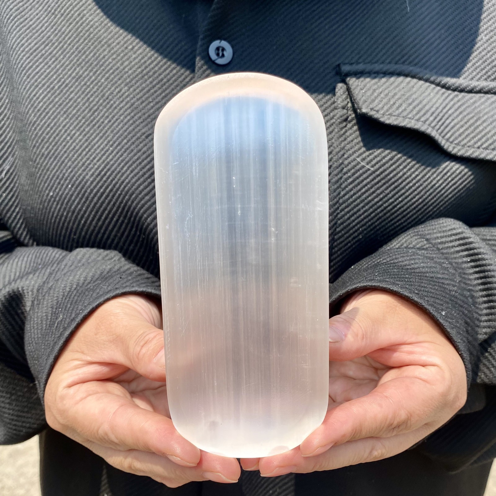 167G Natural selenite gypsum quartz crystal slab mineral specimen healin