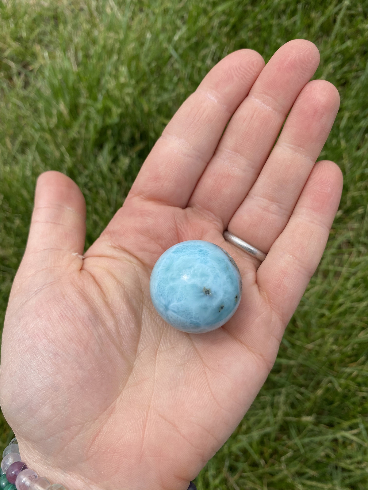 Larimar Sphere – Polished Stone, Natural Larimar from Dominican Republic
