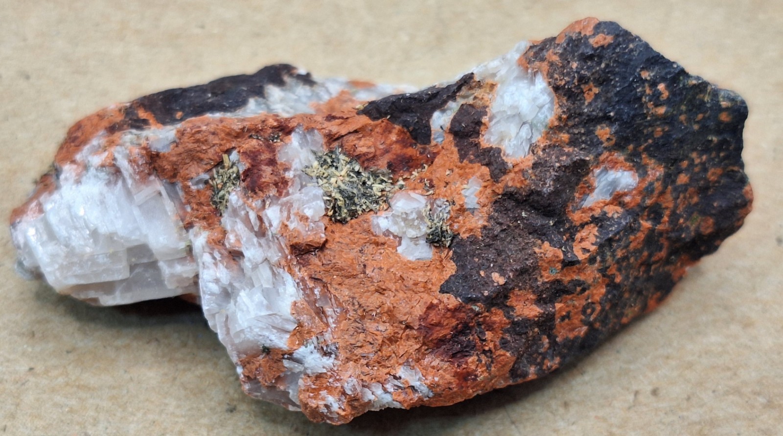 Calcite Epidote and Microcline In Basalt Conglomerate -Michigan Copper Mine