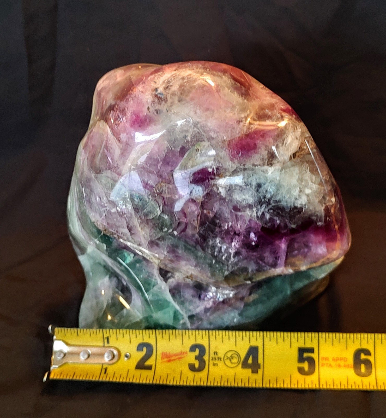 7 LB. Polished GREEN & PURPLE Fluorite Crystal Paperweight Freeform Rock Mineral