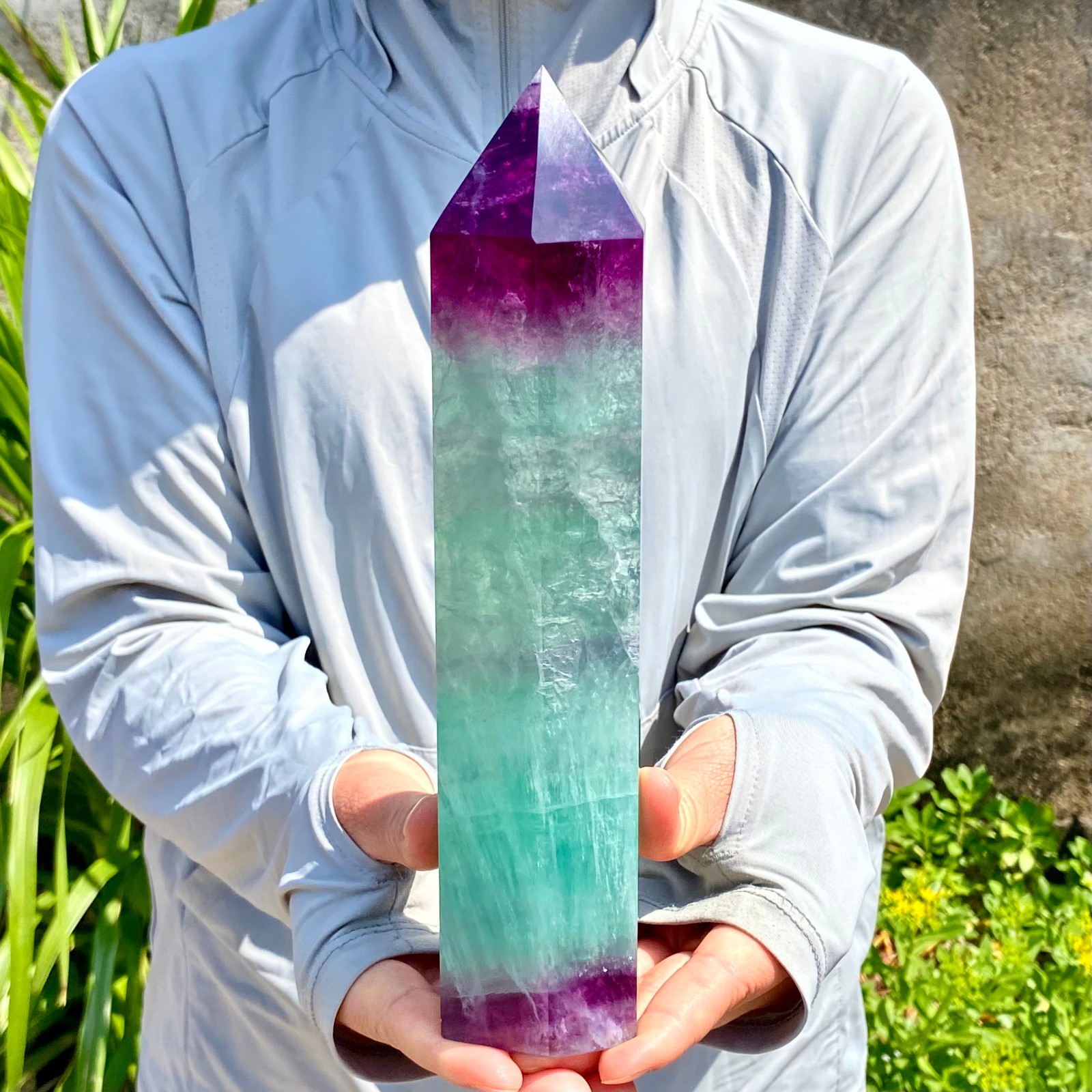 3.28LB Natural Fluorite Crystal Column Magic Wand Obelisk Point Earth Healing