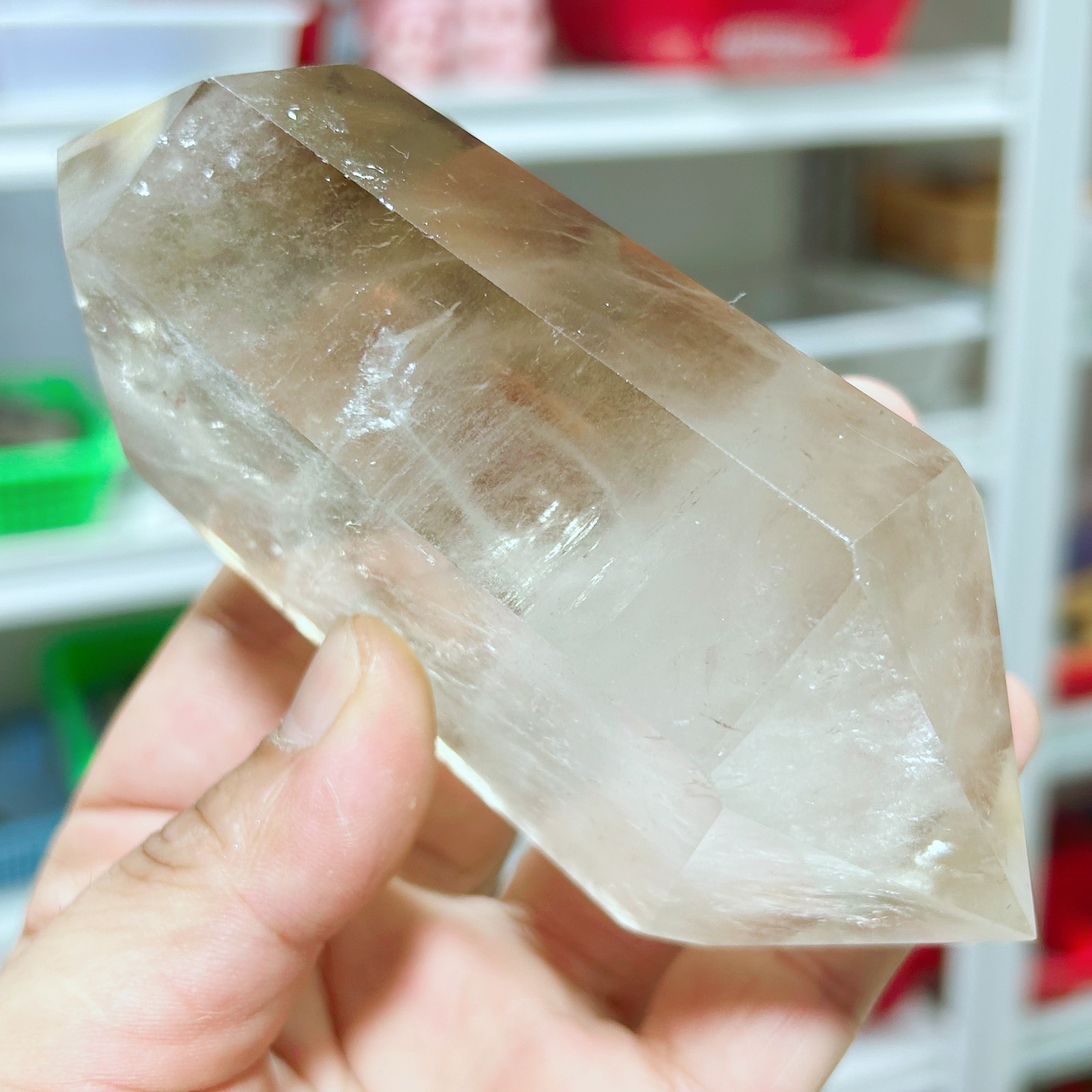 1.17LB Natural Smoky Quartz Obelisk Crystal Double Point Healing G7726