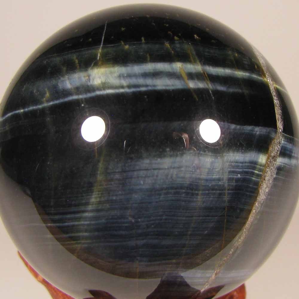 2.1″ BLUE TIGER EYE Gemstone Polished Sphere w/ Stand – South Africa – 54mm