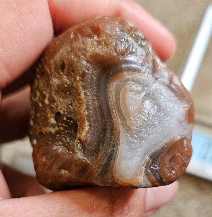 Lake Superior Agate Rough Brown Red and White Banded Stone 6.18 oz