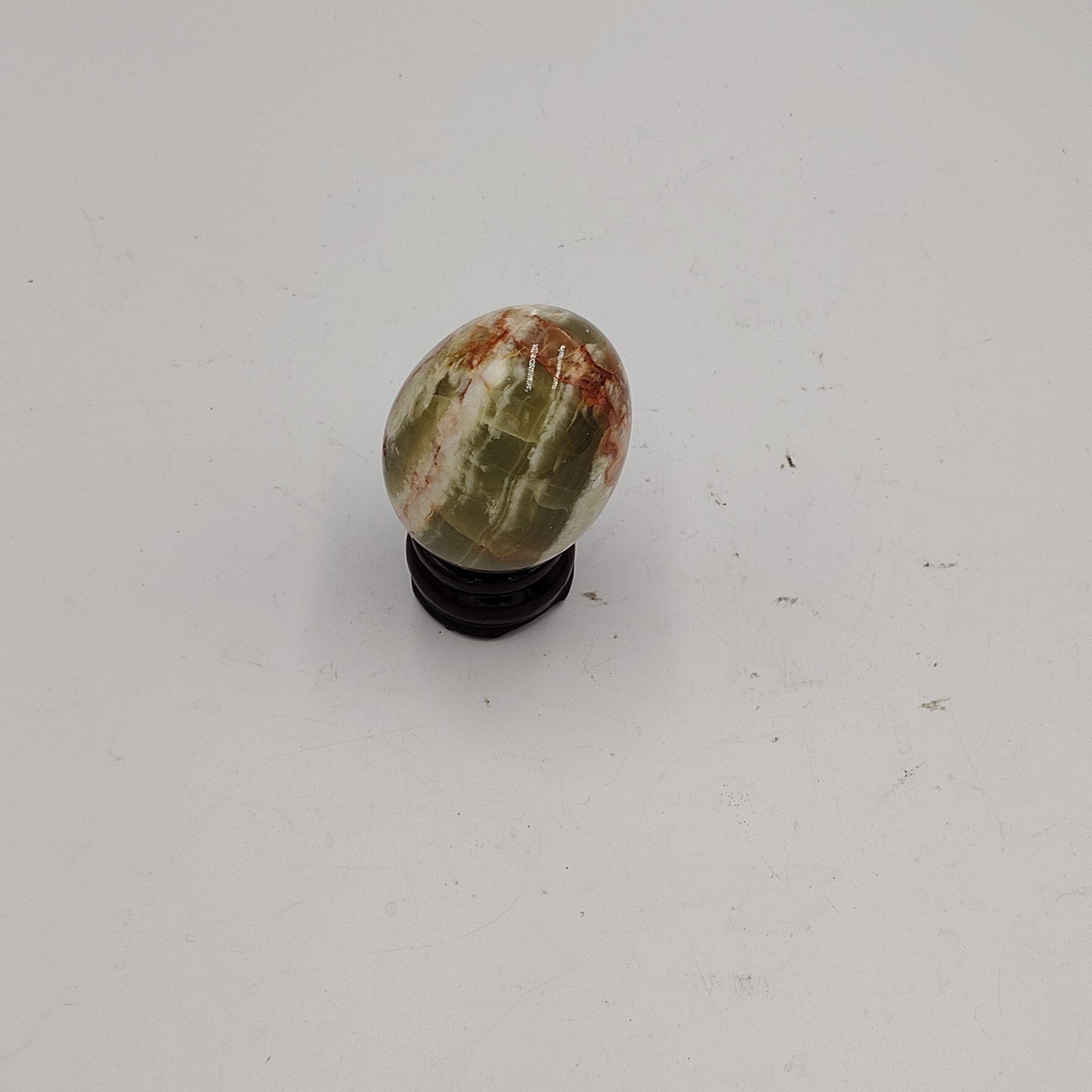 Polished Green/White/Brown Stone Egg Crystal Mineral Specimen alabaster