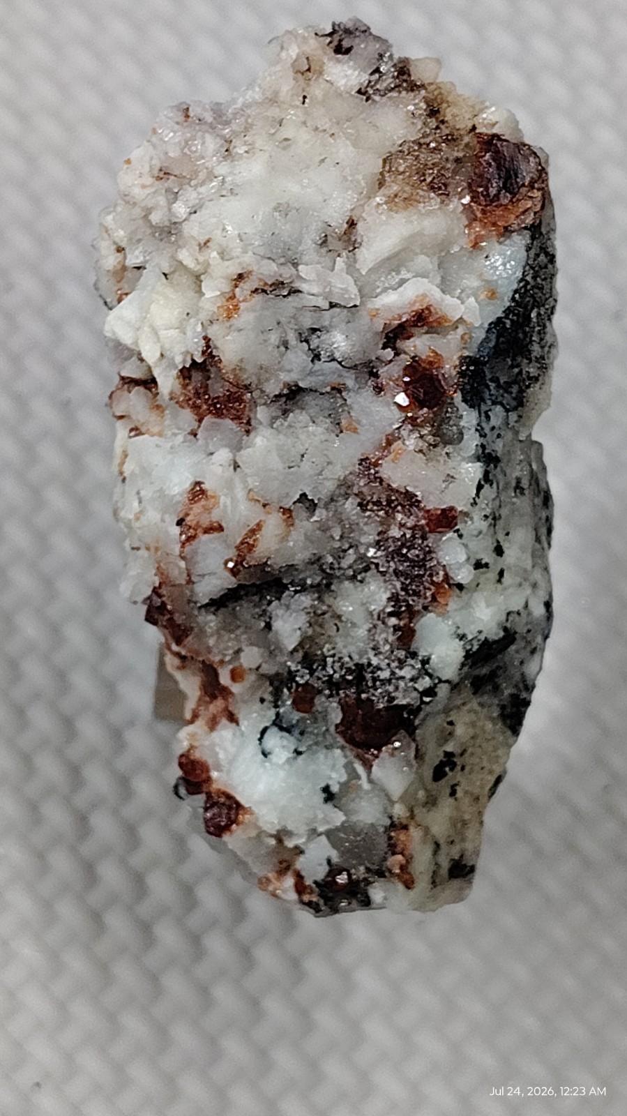 2.5″ Fluorescent HYALITE OPAL on SPESSARTINE GARNET & Feldspar – China