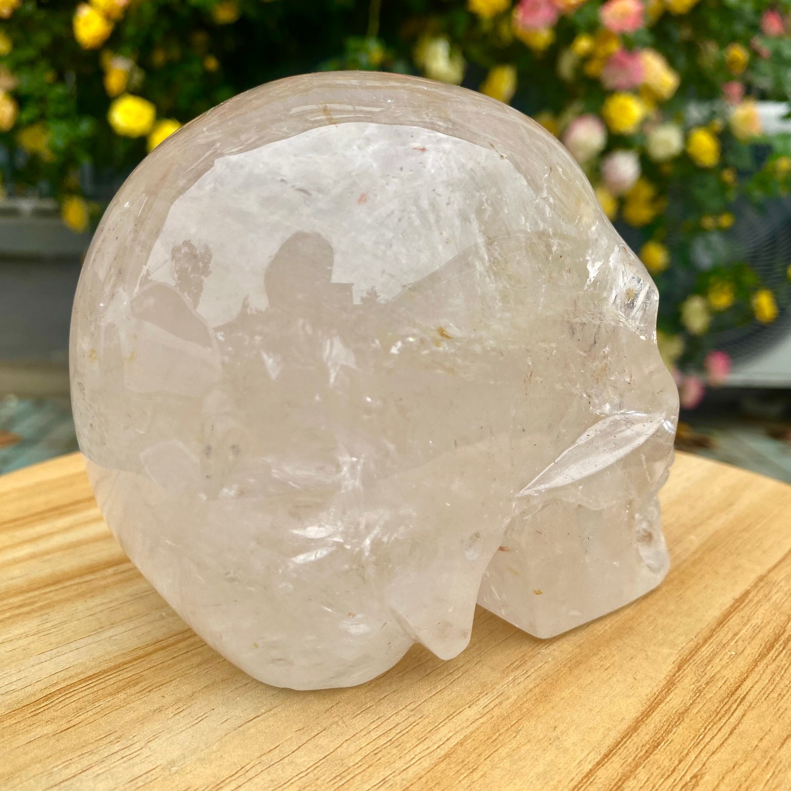 3.08LB TOP! White melting quartz hand carved crystal skull gem reiki healing