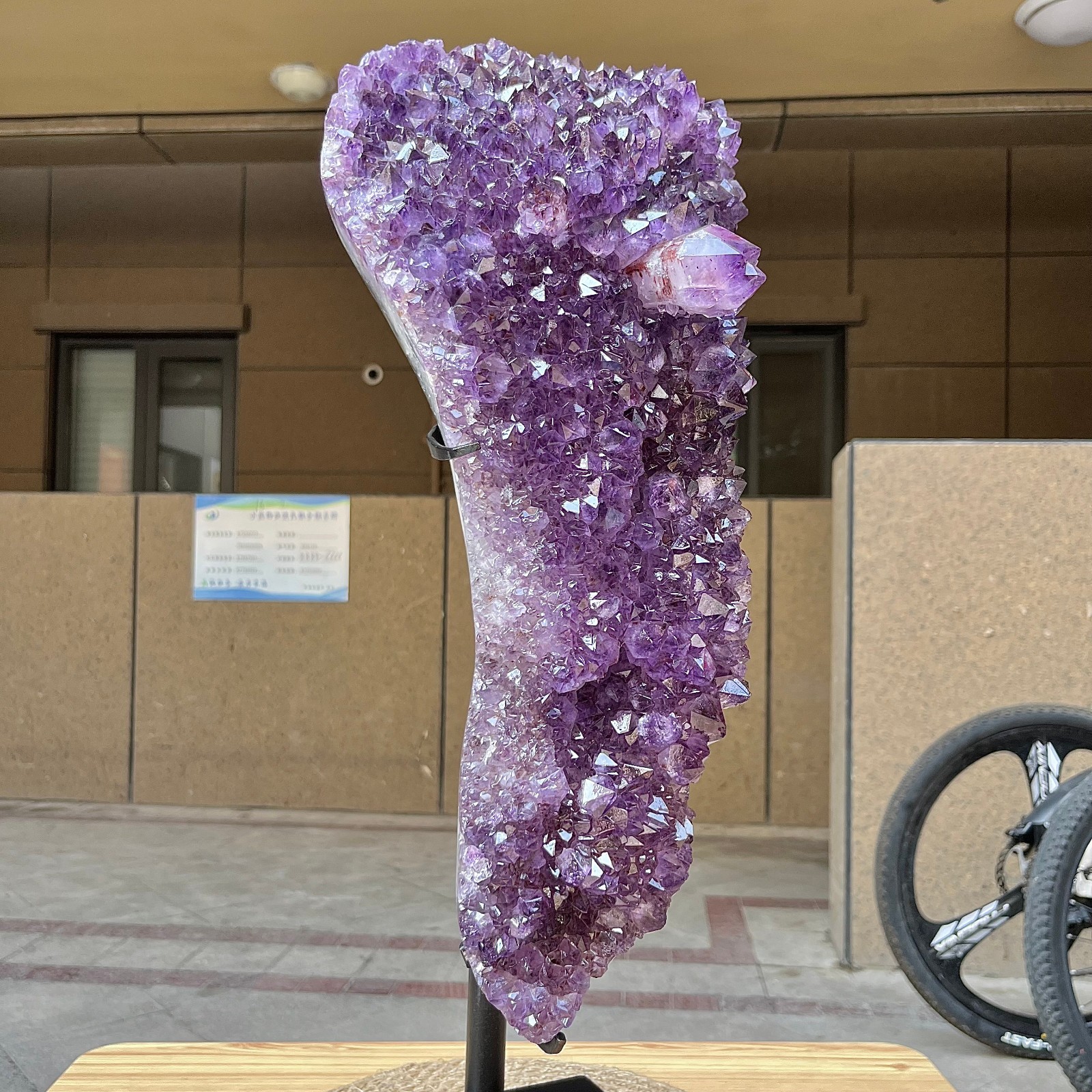 29.8 lb Natural Amethyst Cluster w/ Metal Stand Crystal Mineral Specimen