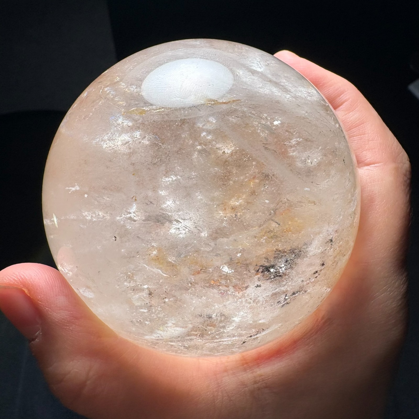 79mm Large Quartz Ball Natural Crystal Sphere w/ USB Light Stand Decoration