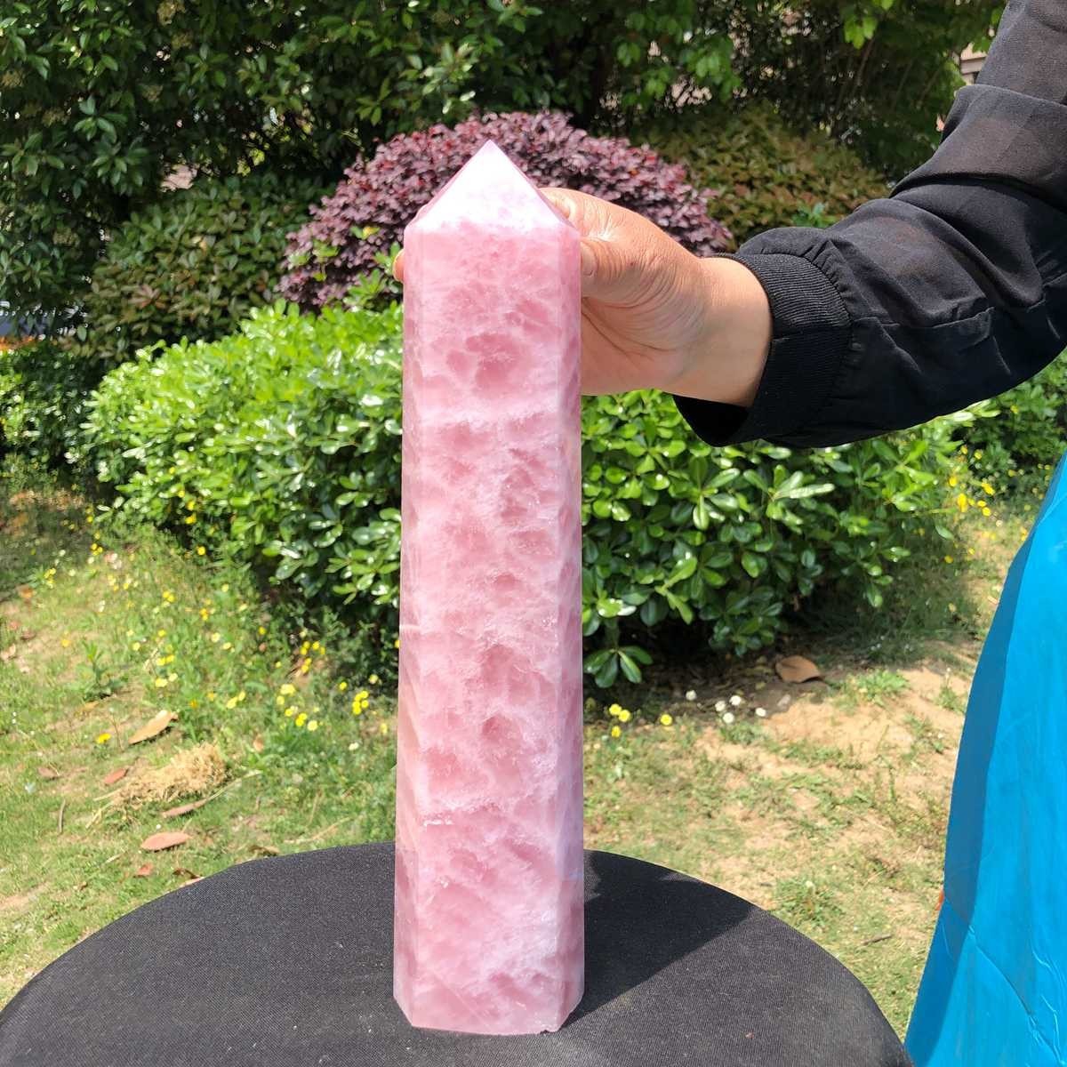 3.69LB Natural rose quartz obelisk pink crystal tower point healing decor