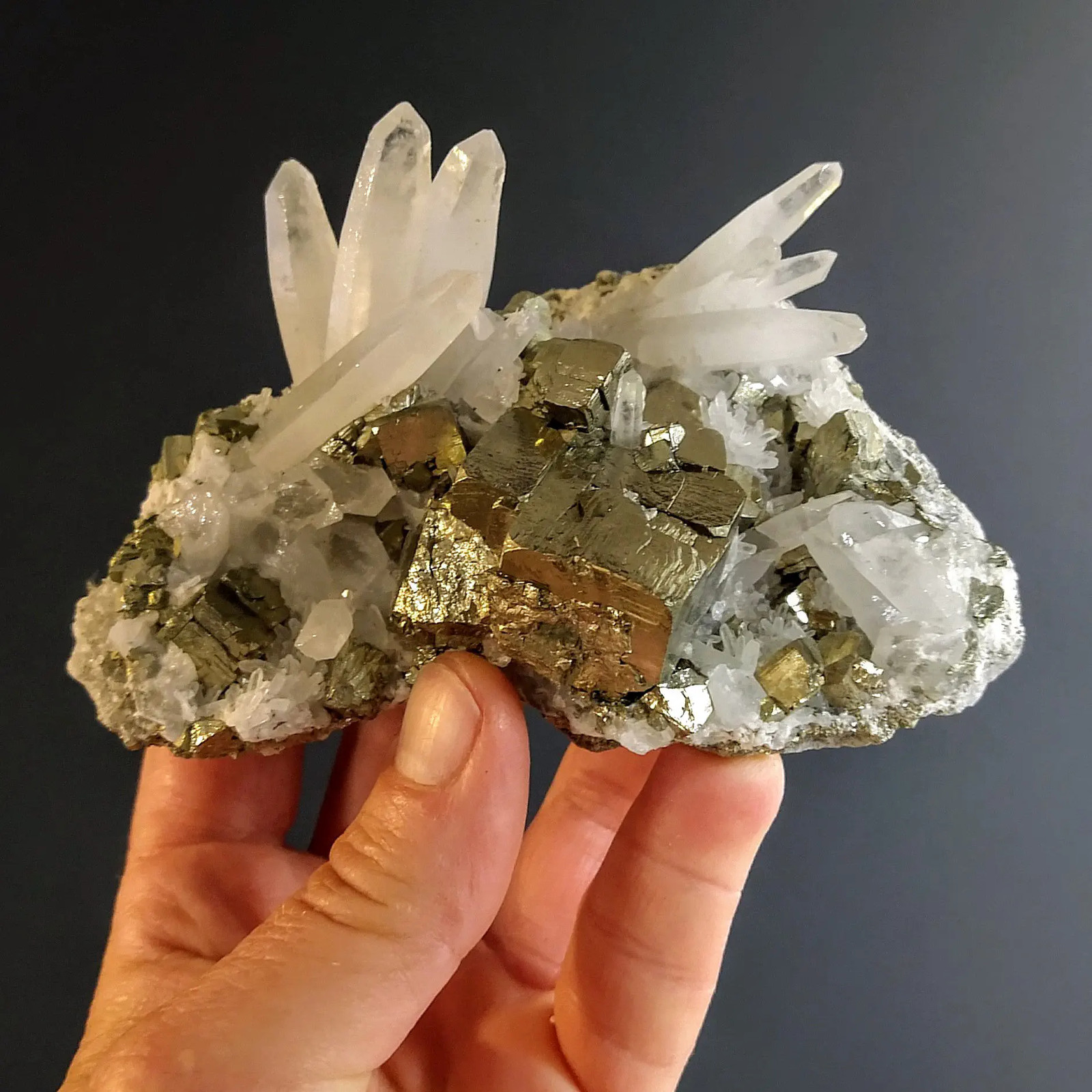 Iron Pyrite with Quartz Specimen from Peru 4.25″ Long