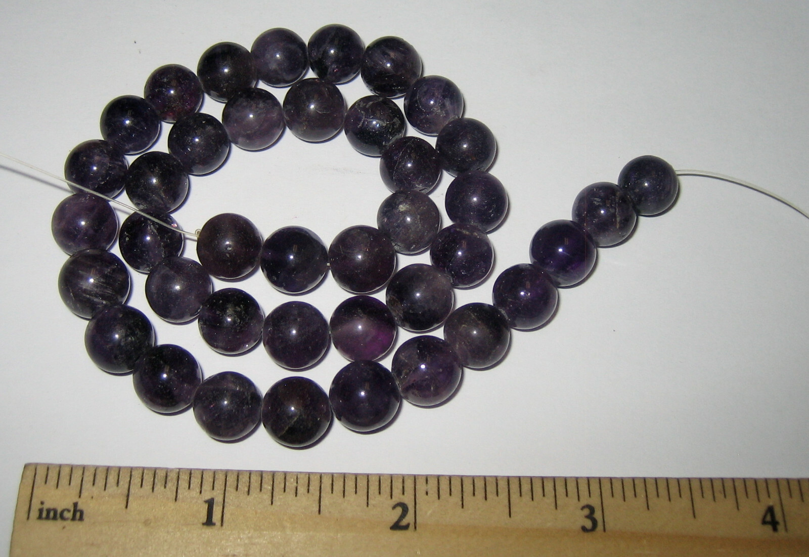 15″ POLISHED NATURAL 10mm ROUND AMETHYST CRYSTAL STONE BEAD STRAND 48.4grams *4