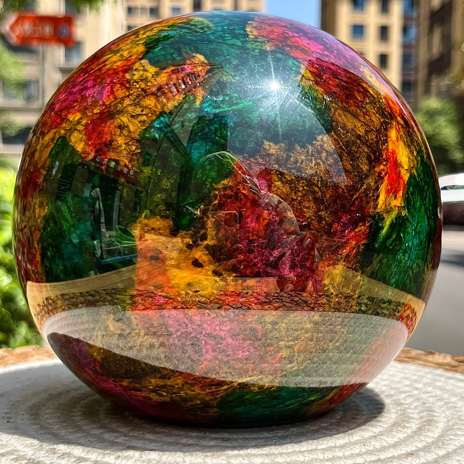 Natural Seven Colors Jade Polished Half Sphere with Flat Base for Decor 11.1 lb