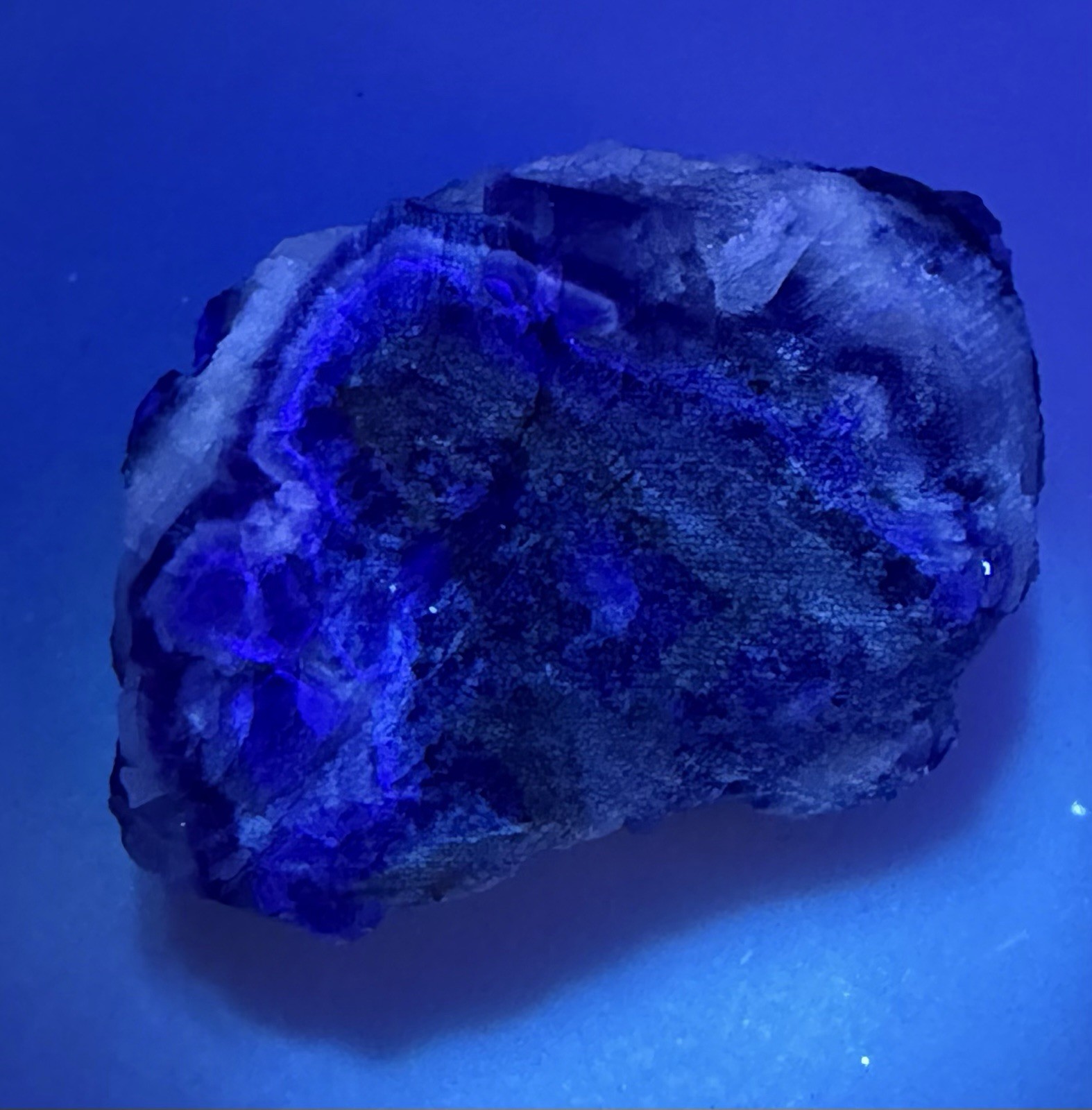 Crystal 25g Rainbow Covered Purple Fluorite UV Reactive Cluster Specimen Mineral