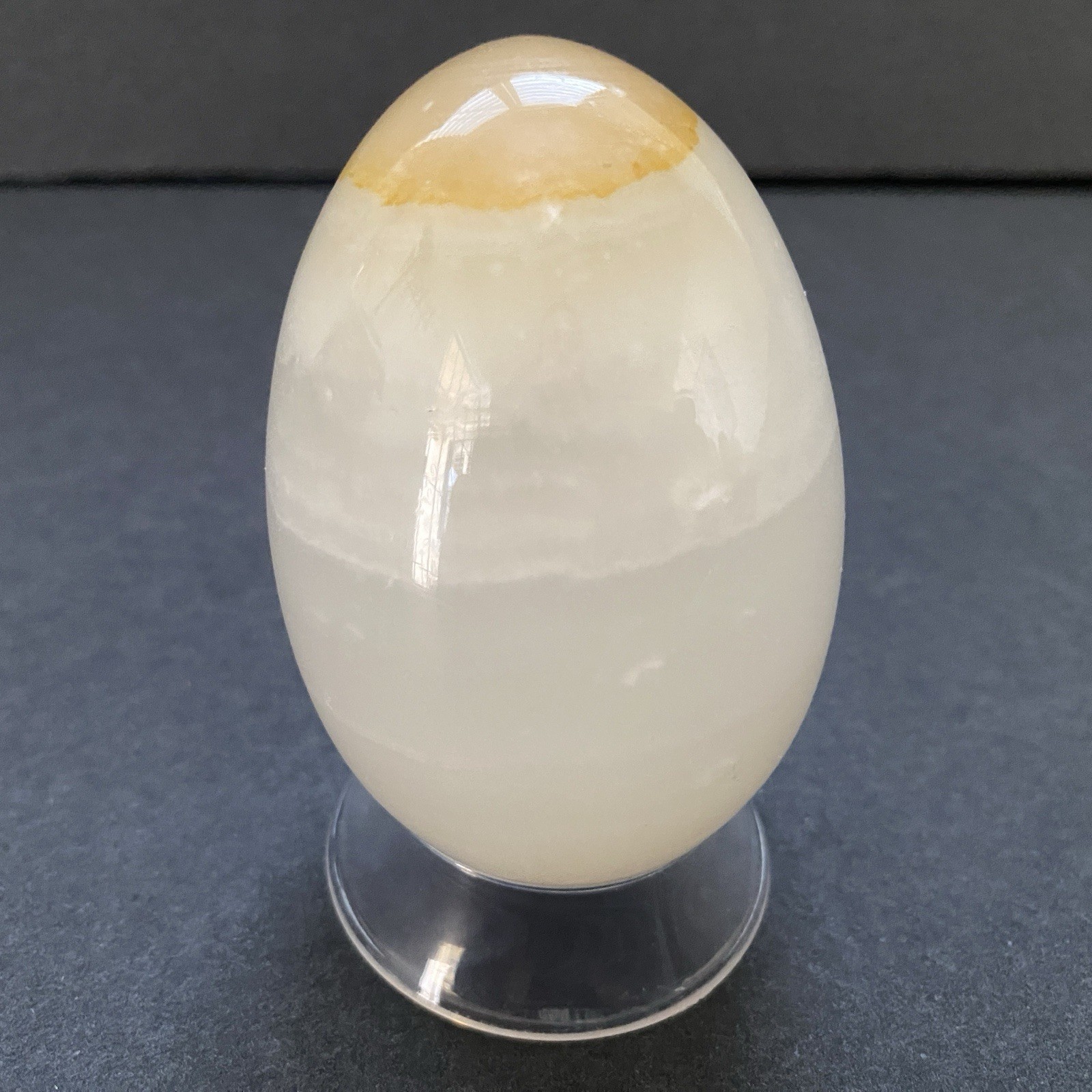 Natural Onyx Stone Egg With Stand Hand Polished Banded Agate Calcite Crystal
