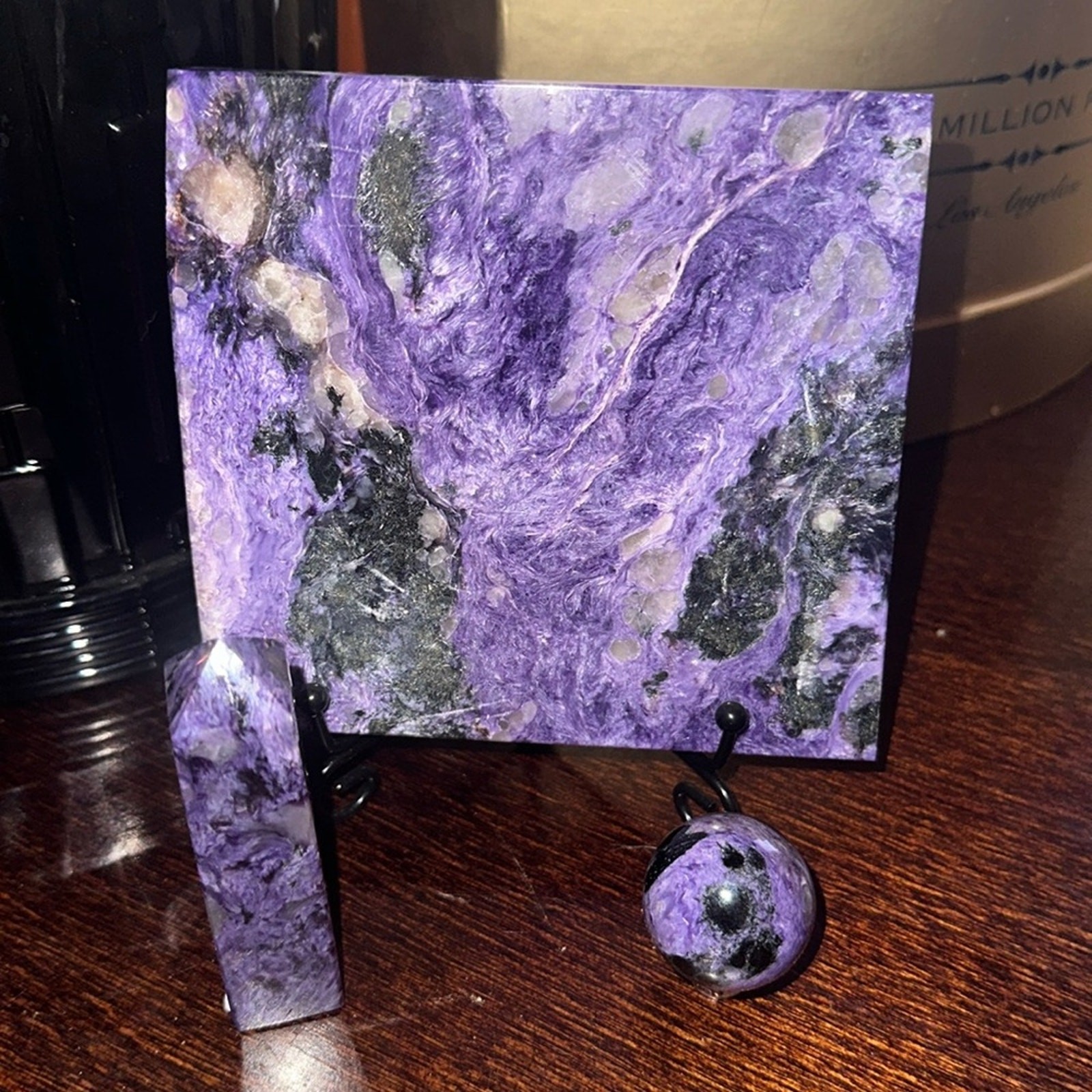 Charoite Set – Slab, Sphere, Tower – CHAROITESET-001
