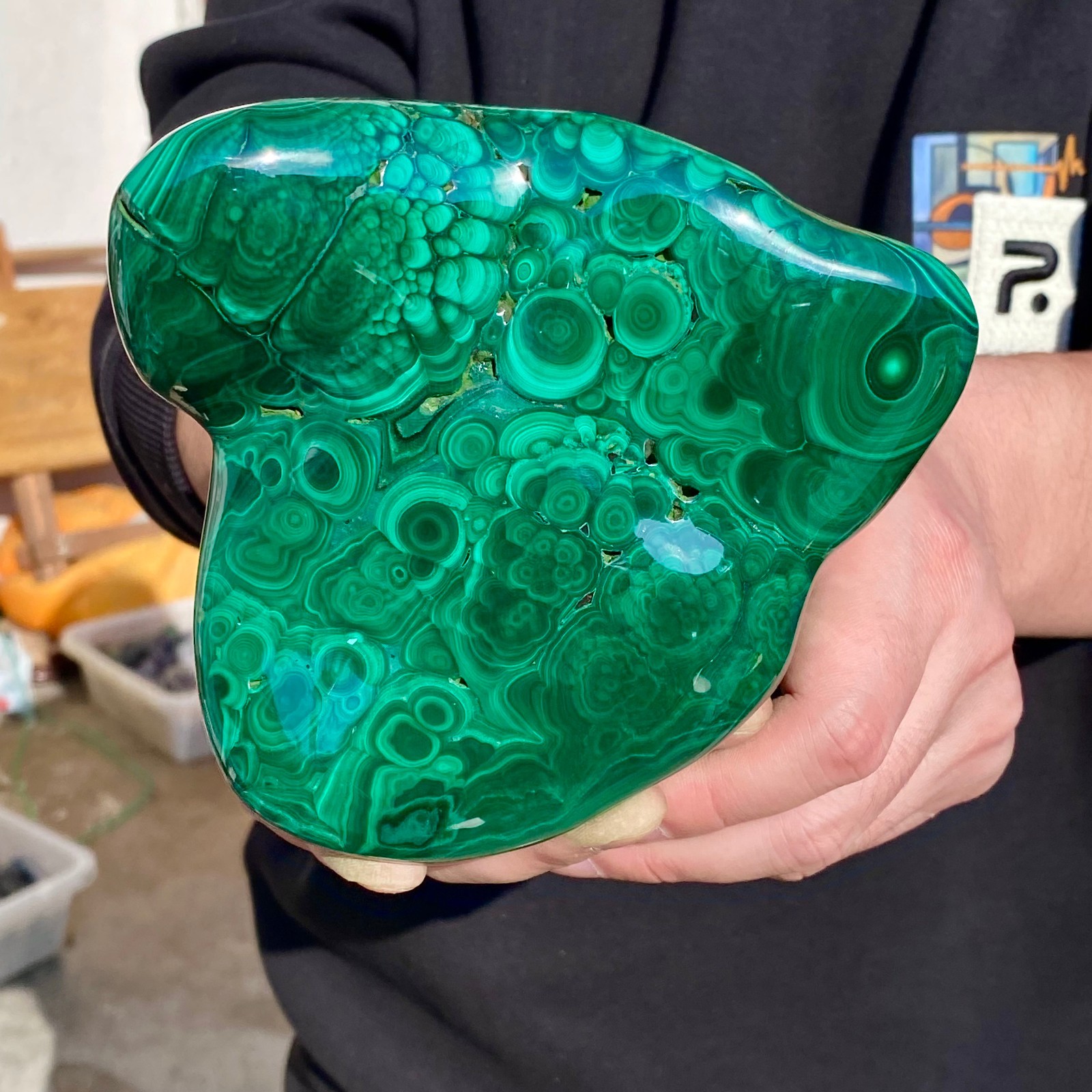 2.07LB Large Natural glossy malachite transparent cluster rough mineral sample