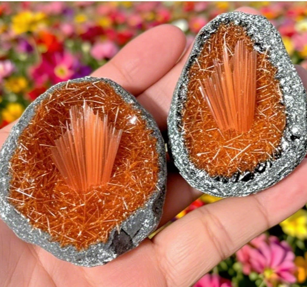 Goethite Magnetite Orange Copper Ore Crystal Sphere Cluster Collection Decor