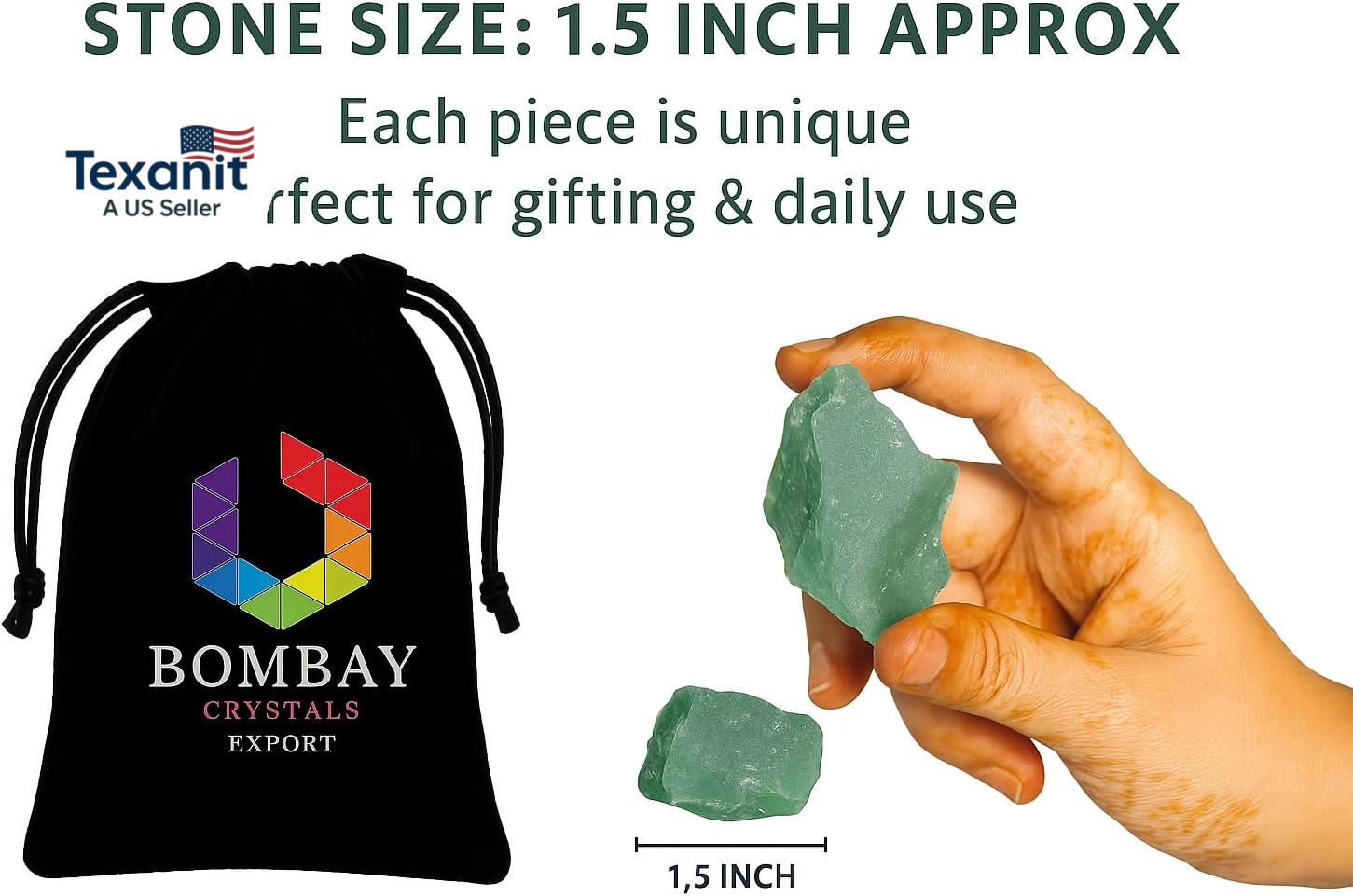 Green Jade Raw Crystals – Large 1.25-2.0” Natural Healing Stones for Luck, Prosp