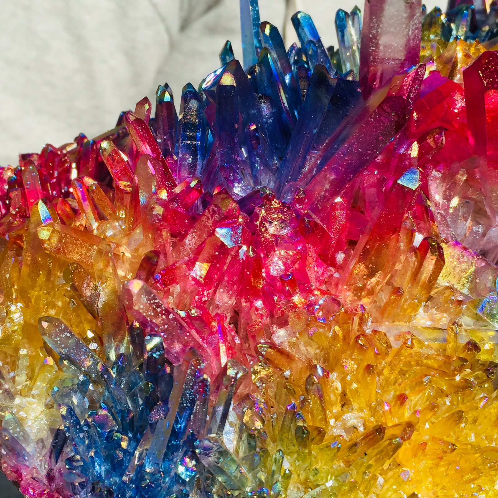 3155g Large Rainbow Aura Quartz Titanium Crystal Cluster Rough Specimen Healing