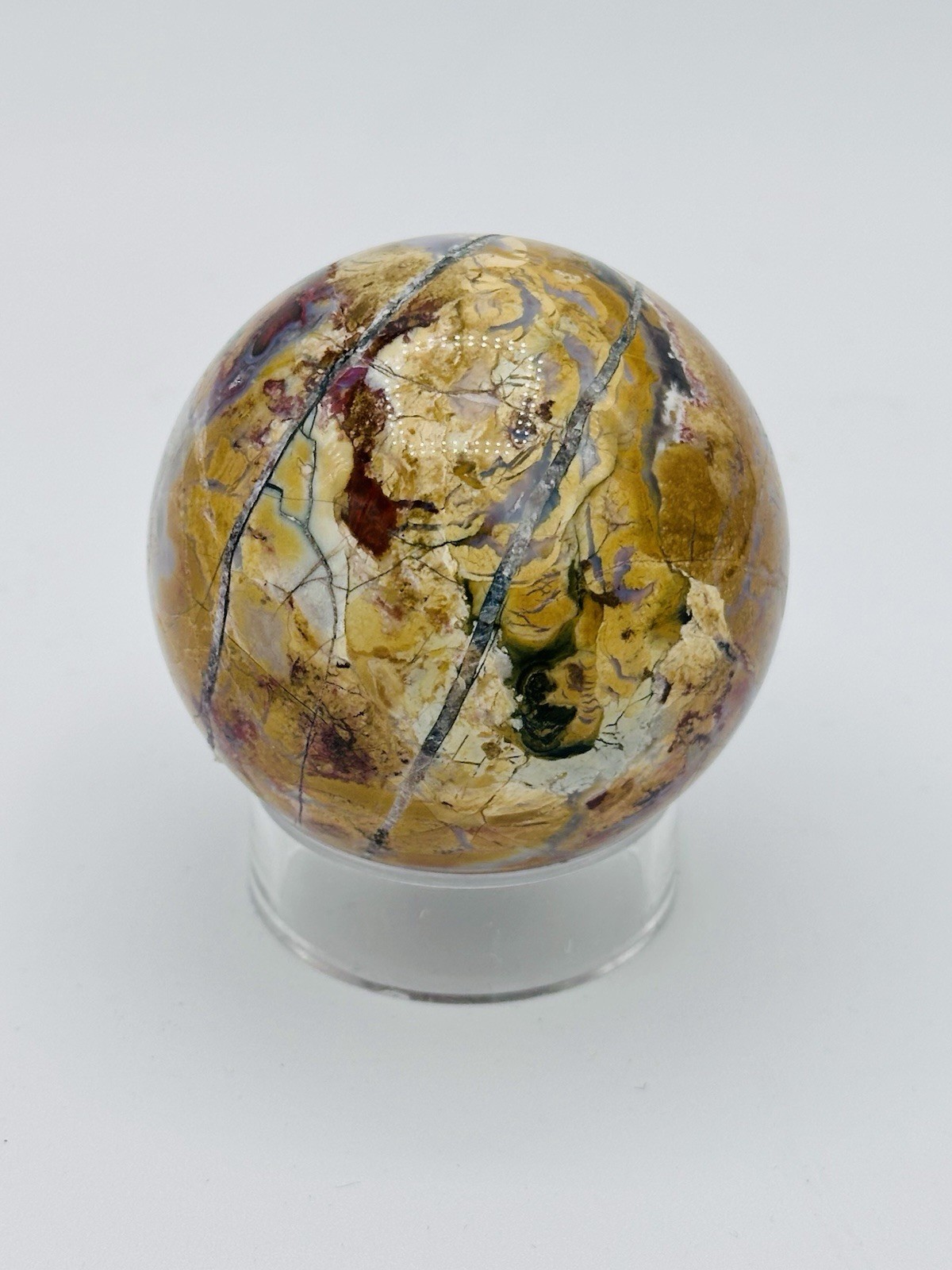 Natural Crystal – Ibis Jasper Sphere (Perfectly Imperfect) w/Acrylic Stand