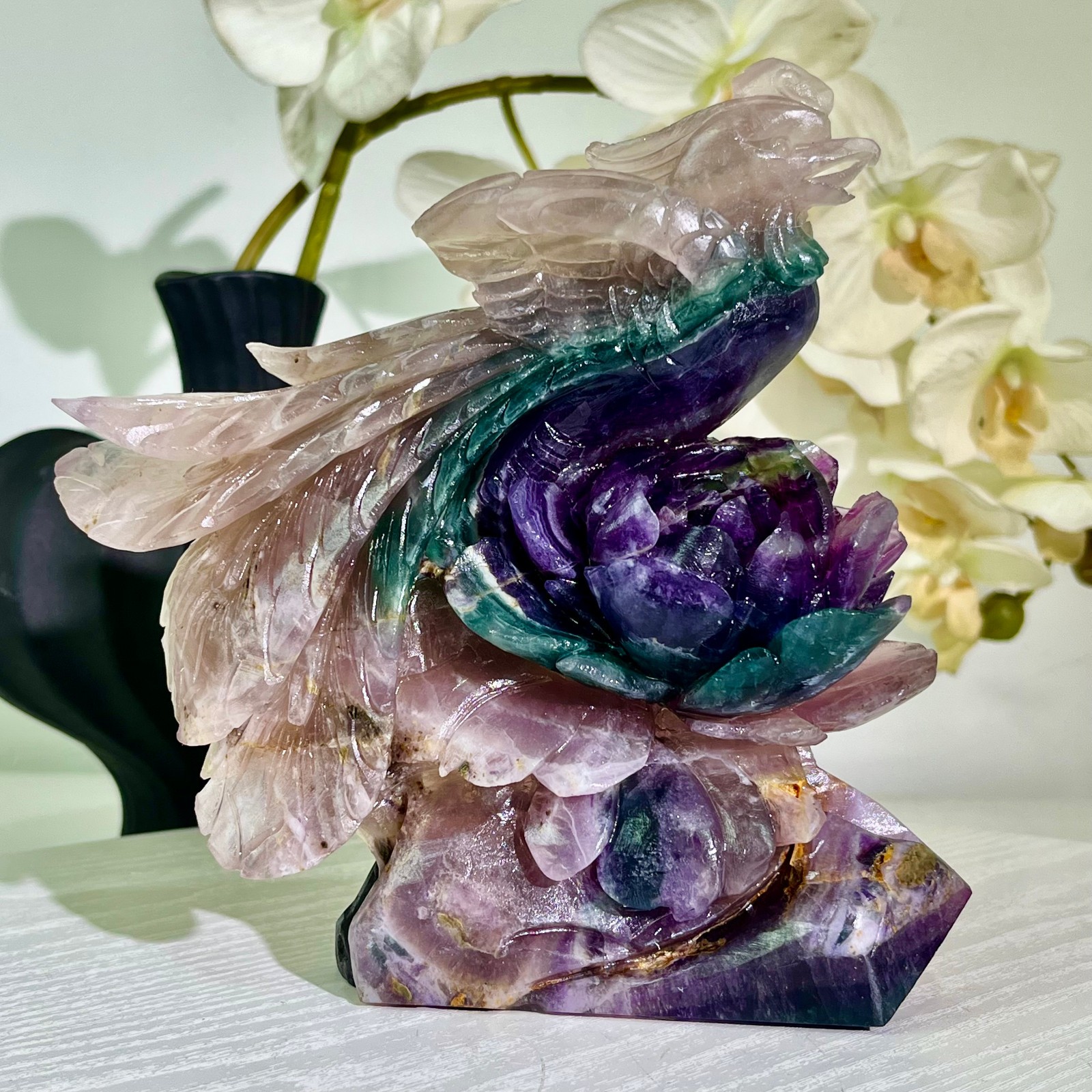 3.5LB Natural fluorite quartz products, hand carved and polished spiritual orna