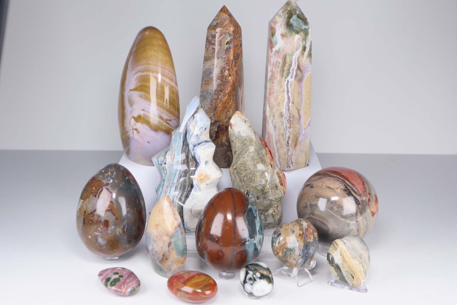 HUGE Polished JASPER CRYSTALS Collection – 12.5 lbs Mixed Sea Jasper Polychrome