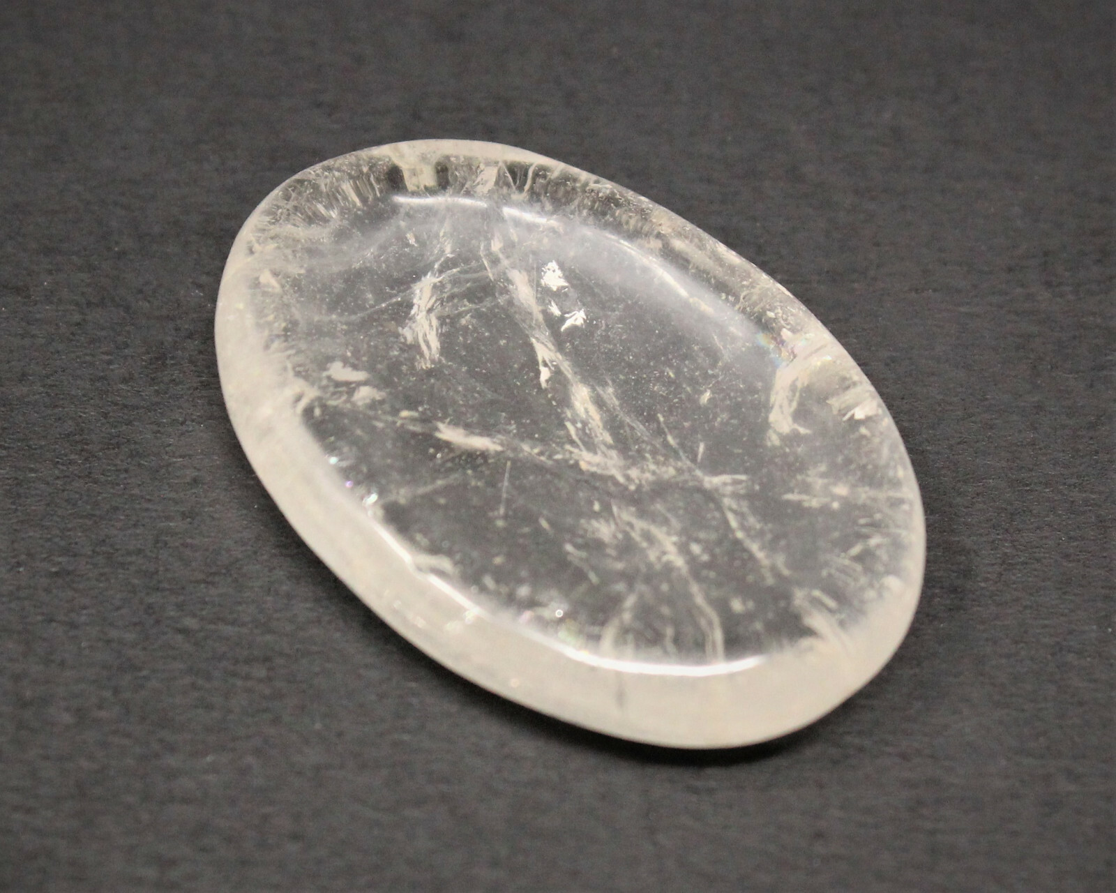 Clear Quartz Worry Stone (Smooth Polished Pocket Stone, Clear Quartz Palm Stone)
