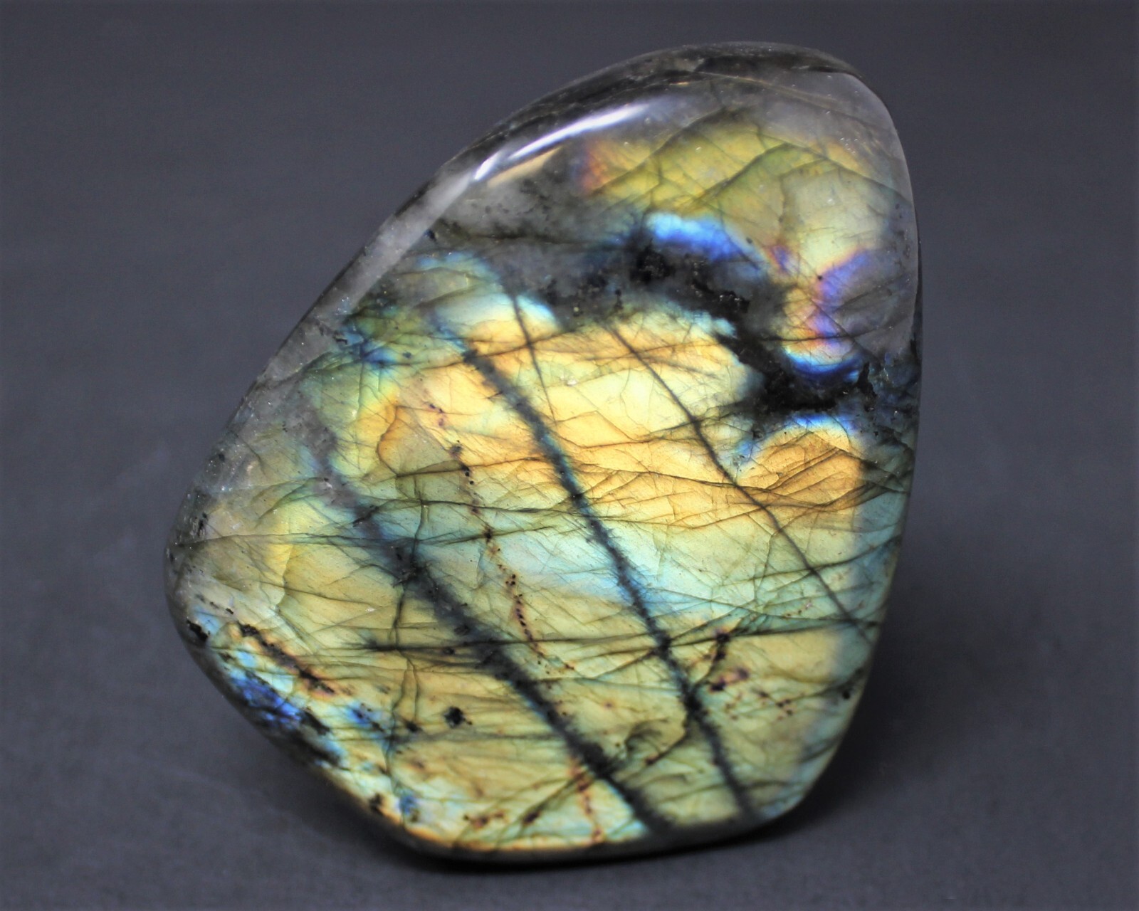 Polished Labradorite Freeform, 3 – 4 oz Flashy Labradorite Crystals (Home Decor)