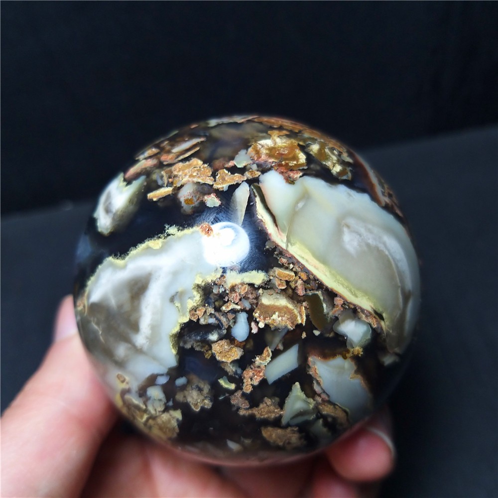 RARE 300G 61mm Natural Polishing Colorful Agate Stone Ball Reiki Healing A399