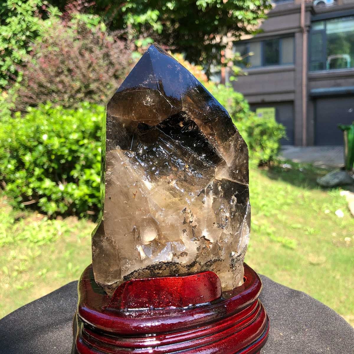 6.29LB Natural Dark tea quartz Crystal Specimen Reiki Mineral Add bracket 2526