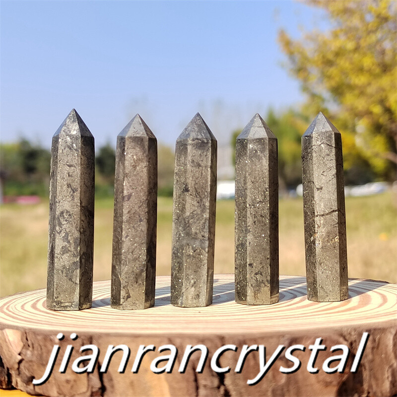 3pcs Natural Pyrite Wand Quartz Crystal Obelisk Point Tower Healing 5.5cm