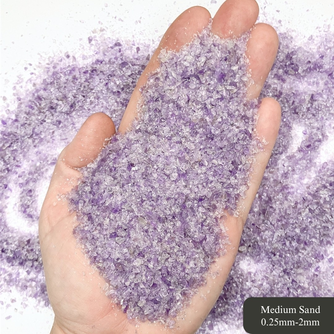 Crushed Amethyst (Grade A) Sand, 3 Sand Sizes for Inlay, Memorial Jewelry, Resin