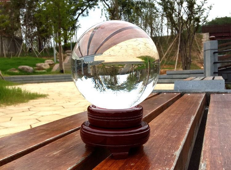 TOP 200MM 22LB Clear Crystal Ball Meditation Glass Sphere Photo Prop Free Stand