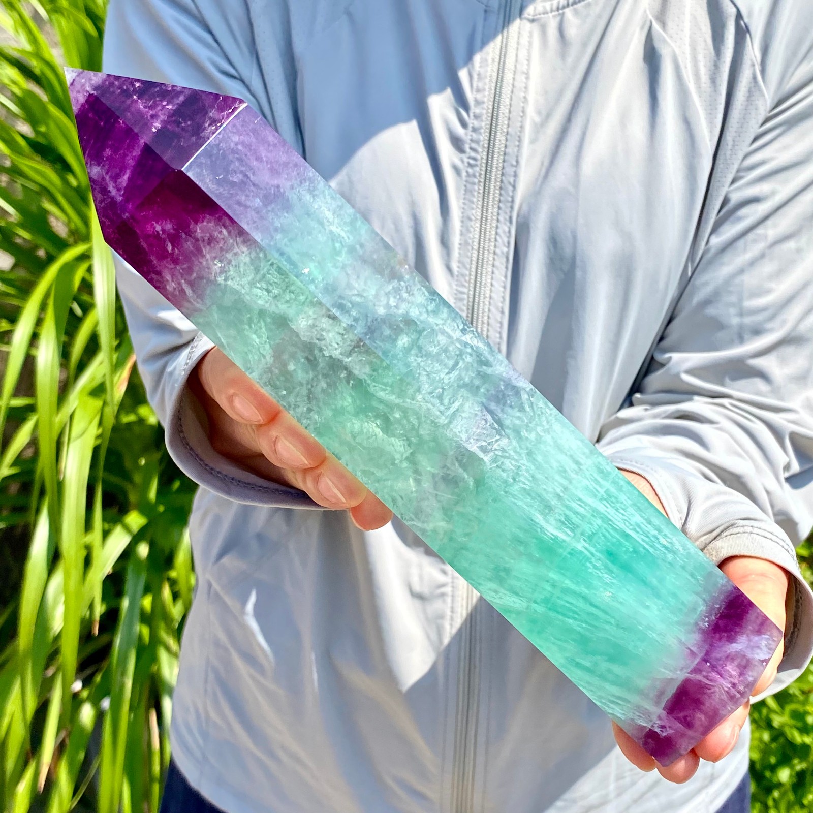 3.28LB Natural Fluorite Crystal Column Magic Wand Obelisk Point Earth Healing