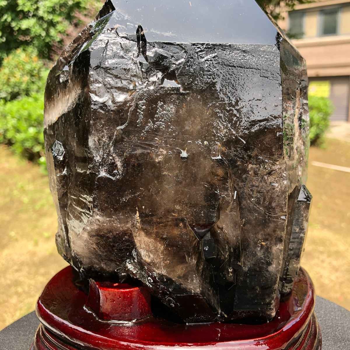 12.78LB Natural Dark tea quartz Crystal Specimen Reiki Mineral Add bracket 1810