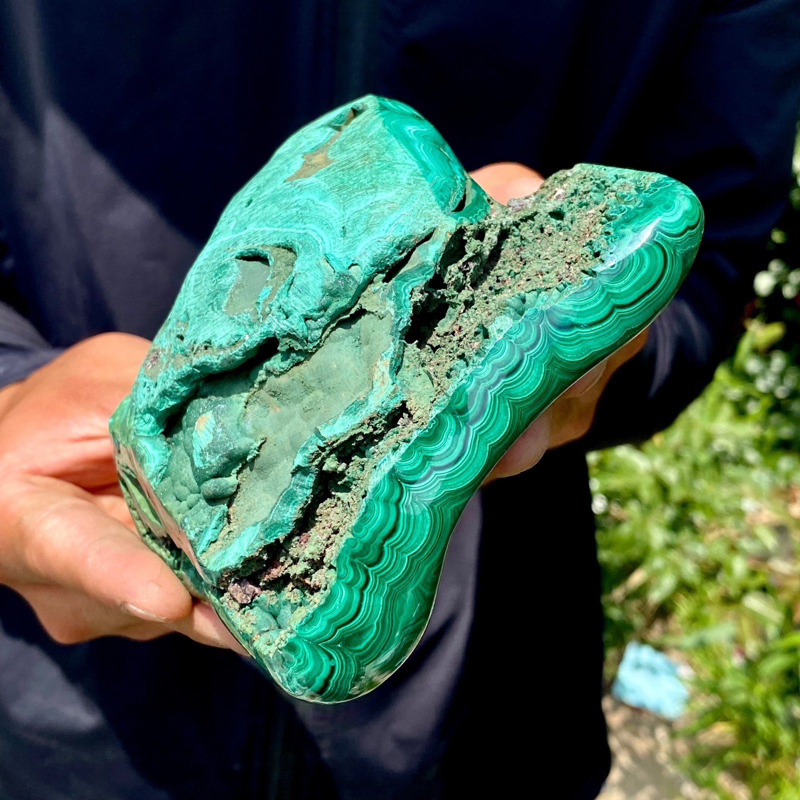 2.4LB Natural Polished Malachite Mineral freeform specimen Reiki Stone Healing