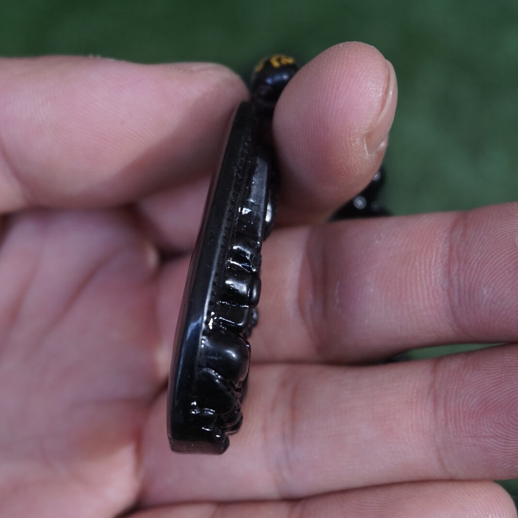 5 Pieces Natural Black Obsidian Lucky Pendant Necklace Guanyin Buddha Healing