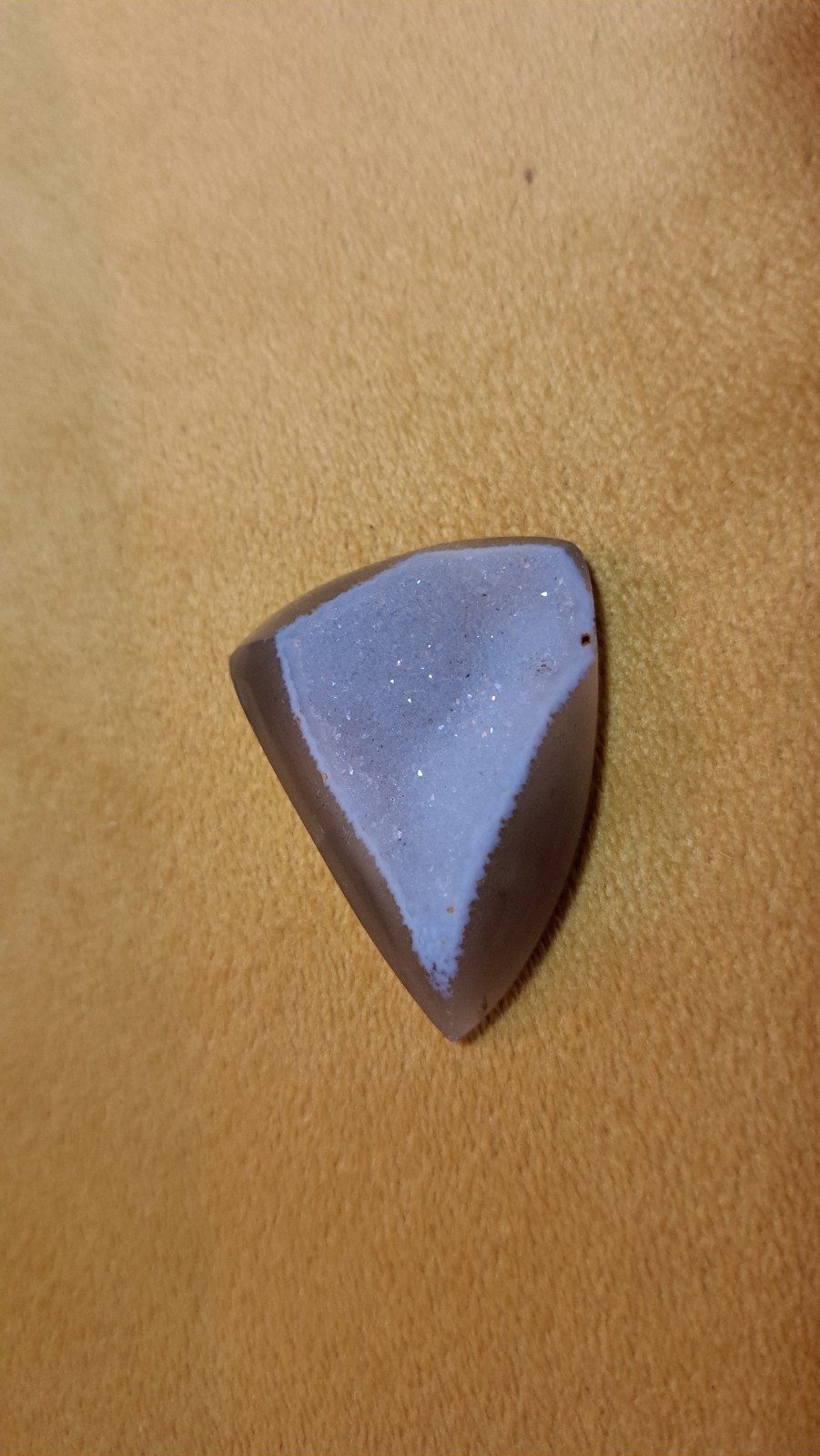 GEMS for DESIGNERS- Gorgeous Geode Drusy Botryoidal White/Tan Triangle 42mmx33mm