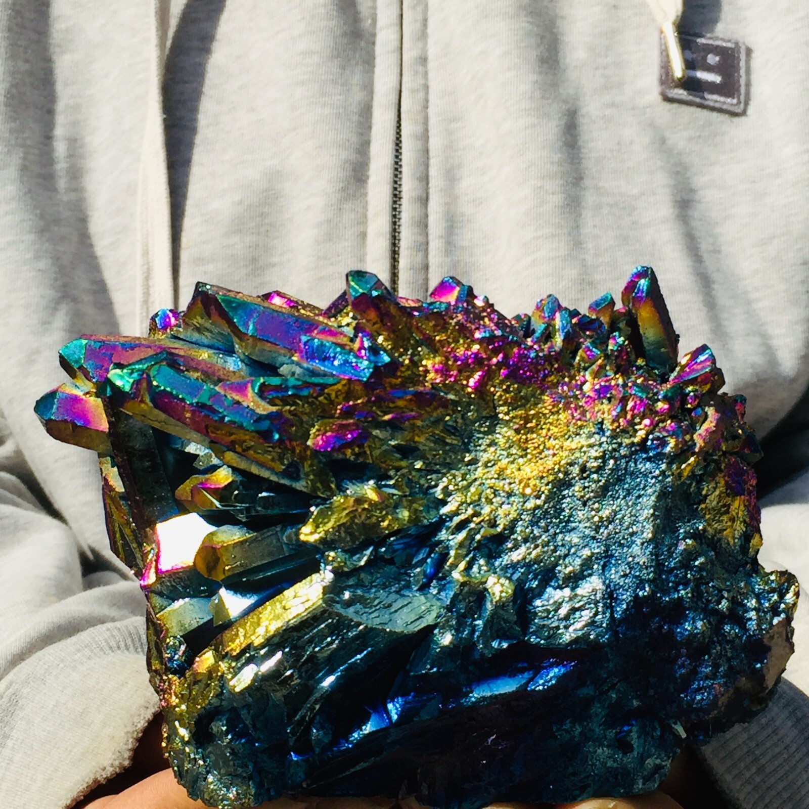 1015g Large Flaming Rainbow Quartz Titanium Crystal Cluster Specimen Healing